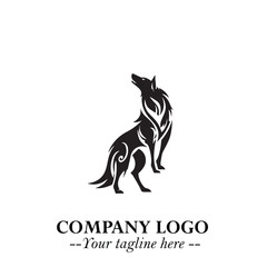 Wolf Logo Symbol in Black on the White Background Minimalist Wild Animal Vector Illustration