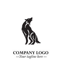 Wolf Logo Symbol in Black on the White Background Minimalist Wild Animal Vector Illustration