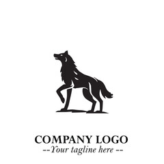 Wolf Logo Symbol in Black on the White Background Minimalist Wild Animal Vector Illustration