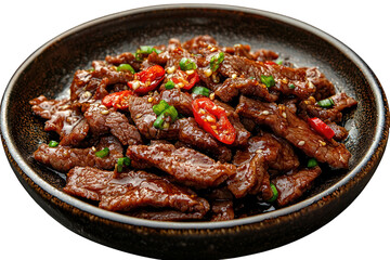 Delicious beef stir fry recipe asian cuisine food photography on transparent background