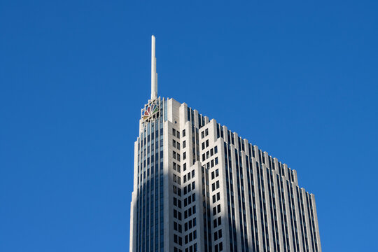 Chicago, IL, USA - Aug 28, 2025: Exterior view of the NBC Tower on the Near North Side of Chicago, Illinois.