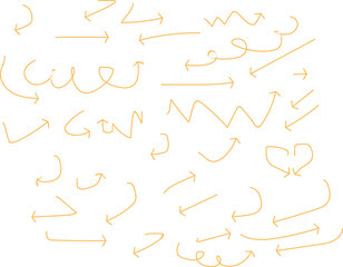 Hand Drawn Arrows Collection in Orange on White Background | Doodle Style Directional Graphics for Infographics, Presentations and UI Design