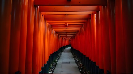 Side View of Fushimi Inari Shrine Torii Gates
