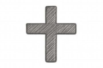 Drawing christian cross symbol representing faith and spirituality on transparent background