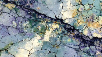 Abstract Blue and Gold Geode Pattern with Cracked Surface Texture