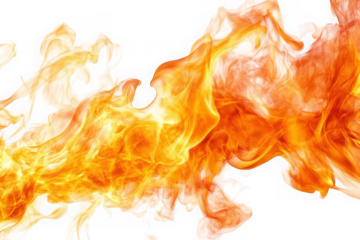 Bright orange and yellow fire flames with black background burning heat