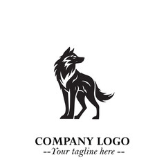 Wolf Logo Symbol in Black on the White Background Minimalist Wild Animal Vector Illustration