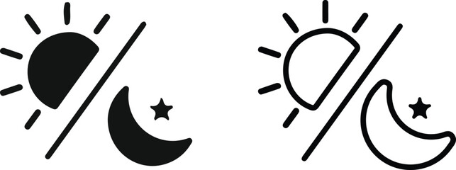 set stroke sun moon icon image 