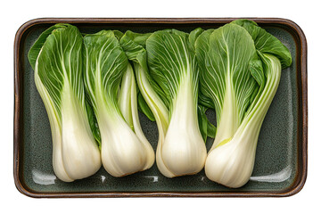 Fresh bok choy vegetables on tray healthy eating nutrition on transparent background