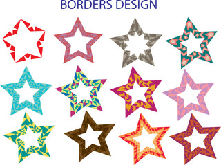 Star Shaped Borders Design with Various Patterns | Decorative Vector Graphic Elements for Invitations, Certificates, and Craft Projects
