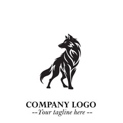 Wolf Logo Symbol in Black on the White Background Minimalist Wild Animal Vector Illustration
