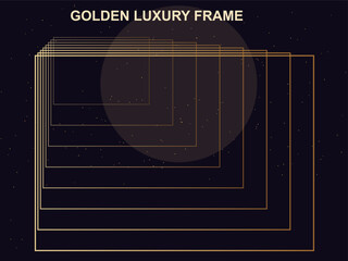 Golden Luxury Frame on Dark Background | Elegant Gold Rectangles for Presentations, Invitations, and Decoration