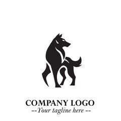 Wolf Logo Symbol in Black on the White Background Minimalist Wild Animal Vector Illustration