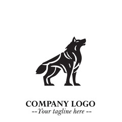 Wolf Logo Symbol in Black on the White Background Minimalist Wild Animal Vector Illustration