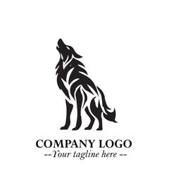 Wolf Logo Symbol in Black on the White Background Minimalist Wild Animal Vector Illustration