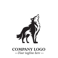 Wolf Logo Symbol in Black on the White Background Minimalist Wild Animal Vector Illustration