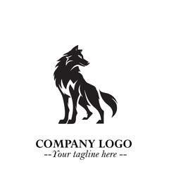 Wolf Logo Symbol in Black on the White Background Minimalist Wild Animal Vector Illustration