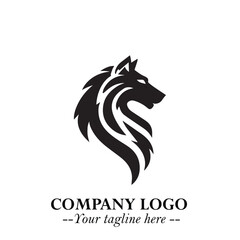 Wolf Logo Symbol in Black on the White Background Minimalist Wild Animal Vector Illustration