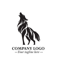 Wolf Logo Symbol in Black on the White Background Minimalist Wild Animal Vector Illustration