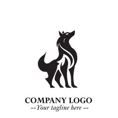 Wolf Logo Symbol in Black on the White Background Minimalist Wild Animal Vector Illustration