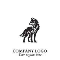 Wolf Logo Symbol in Black on the White Background Minimalist Wild Animal Vector Illustration