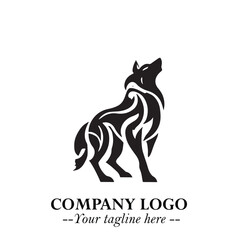 Wolf Logo Symbol in Black on the White Background Minimalist Wild Animal Vector Illustration