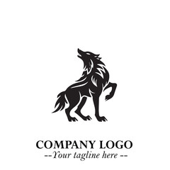 Wolf Logo Symbol in Black on the White Background Minimalist Wild Animal Vector Illustration