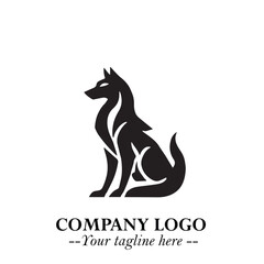 Wolf Logo Symbol in Black on the White Background Minimalist Wild Animal Vector Illustration