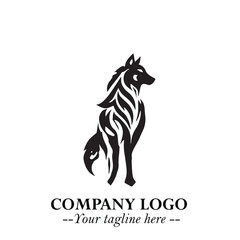 Wolf Logo Symbol in Black on the White Background Minimalist Wild Animal Vector Illustration