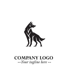 Wolf Logo Symbol in Black on the White Background Minimalist Wild Animal Vector Illustration