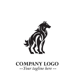 Wolf Logo Symbol in Black on the White Background Minimalist Wild Animal Vector Illustration