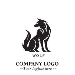 Wolf Logo Symbol in Black on the White Background Minimalist Wild Animal Vector Illustration