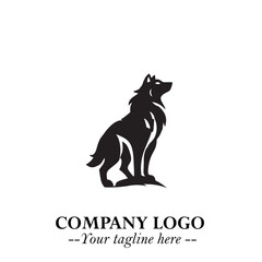 Wolf Logo Symbol in Black on the White Background Minimalist Wild Animal Vector Illustration
