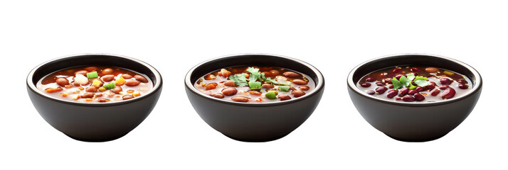 Delicious bean soup recipes healthy homemade soup bowl food on transparent background