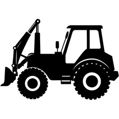 Silhouette of Backhoe Loader on white background