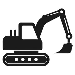 Silhouette of Excavator on white background