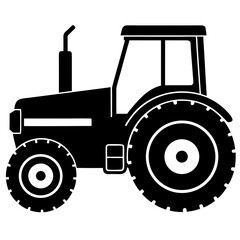 Silhouette of Tractor on white background
