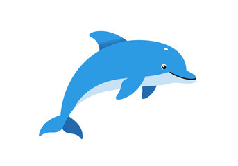 Fototapeta premium Cartoon Dolphin Illustration with Blue and White Coloring.