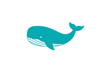 Obraz premium Teal Whale Illustration with Simple Design on White Background.