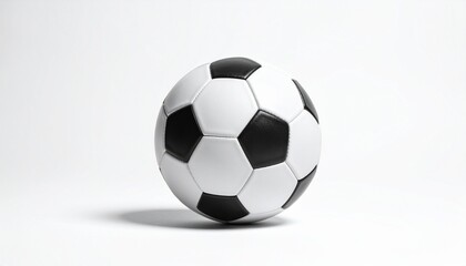 Classic black and white soccer ball isolated on a clean white background, perfect for sports and game-related content