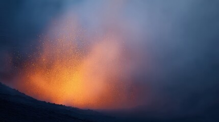 Fototapeta premium A volcanic eruption that spews liquid gold instead of lava.