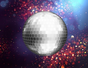 shiny bright disco ball in background reflecting light