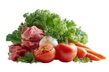 Fresh meat and vegetables, close-up