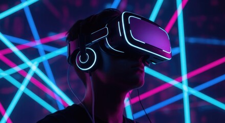 Immersive virtual reality experience with neon lights and cutting edge technology