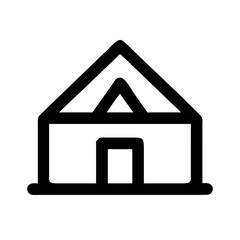 Illustration of a simple house with a triangular roof and a door, perfect for real estate, home, or construction related designs