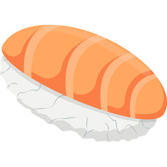 Salmon Nigiri Sushi With White Rice and Orange Topping Isolated on Transparent Background Studio Shot Food Photography