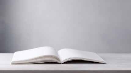 A blank, open book or notebook on a clean desk, ready for ideas, copy space.