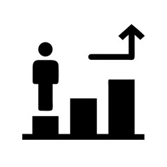 Vector art of career growth icon this vector graphic represents a person climbing steps towards success, symbolized by an upwardpointing arrow, indicating progress