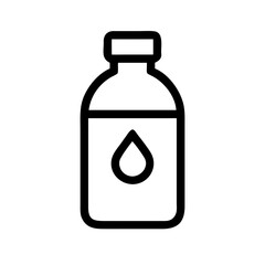 Vector art of minimalist icon of a bottle with a water drop symbol, representing hydration, purity, and the essence of liquid refreshment
