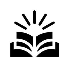 Vector art of open book with light rays symbol of knowledge, education, learning, wisdom, and inspiration minimalist vector illustration